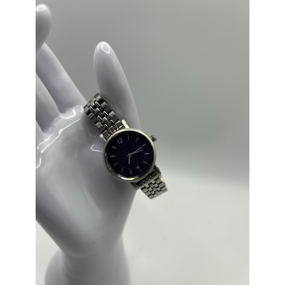 Fossil Women's Silver Tone Watch Purple Dial Stainless Steel Quartz needsbattery